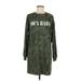 Fashion Nova Casual Dress - Shift High Neck 3/4 sleeves: Green Graphic Dresses - Women's Size Medium