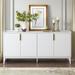 Latitude Run® Storage Cabinet Sideboard Wooden Cabinet w/ 4 Doors Wood in White | 29.9 H x 63 W x 15.6 D in | Wayfair