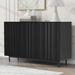 Latitude Run® Wave Pattern Storage Cabinet w/ 2 Doors & 2 Drawers Wood in Black | 29.5 H x 47.2 W x 15.7 D in | Wayfair