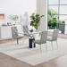 Ivy Bronx Laimas Dining Set Wood/Glass/Upholstered/Metal in Black/Brown/Gray | 30 H x 35.4 W x 63 D in | Wayfair 2DF9FA91CC1E4435BF8041625AD66047