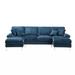 Blue Sectional - Mercer41 Zailin Upholstered Sectional Chenille | 34.25 H x 114.17 W x 55.91 D in | Wayfair 6E016F6535034193900835B5438585A7