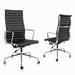 Ivy Bronx Swasey Rolling Genuine Leather Office Chair Conference Chair Upholstered/Metal in Black | 46.9 H x 24.4 W x 18.5 D in | Wayfair