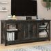 Gracie Oaks Zev Farm House TV Stand for TVs up to 65" w/ 2 Cabinets & Power Outlet Wood in Brown | 25.7 H x 59 W x 13.8 D in | Wayfair