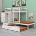 Nyora Twin over Twin Futon Bunk Bed w/ Bookcase by Harriet Bee in White | 69 H x 39.7 W x 108.5 D in | Wayfair C8D6C9B9BF514749851D2FFF10E62707