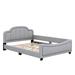 House of Hampton® Blough Upholstered Daybed w/ Cloud Shaped Headboard, Embedded Elegant Copper Nail Design Plastic in Gray | Wayfair