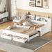 Twin to King Size Daybed Frame with Built-in Bookcases ,2 Drawers&Charging Design