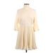 Fame And Partners Casual Dress - A-Line High Neck 3/4 sleeves: Ivory Print Dresses - New - Women's Size 6