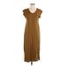 Universal Thread Casual Dress - Midi: Brown Solid Dresses - Women's Size X-Small