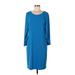 Spense Casual Dress - Sheath Scoop Neck 3/4 sleeves: Blue Solid Dresses - Women's Size 10