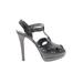 Stuart Weitzman Heels: Black Print Shoes - Women's Size 8 1/2 - Peep Toe