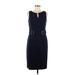 David Meister Casual Dress - Sheath Keyhole Sleeveless: Blue Solid Dresses - Women's Size 8