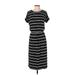 Banana Republic Factory Store Casual Dress - Midi Crew Neck Short sleeves: Black Stripes Dresses - Women's Size Small Petite
