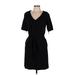 Diane von Furstenberg Casual Dress - Mini V-Neck Short sleeves: Black Solid Dresses - Women's Size 8