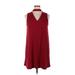 Sugar Lips Casual Dress - Mini Mock Sleeveless: Red Print Dresses - Women's Size X-Large