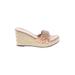 Wedges: Pink Solid Shoes - Women's Size 40 - Open Toe