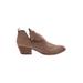 Dolce Vita Ankle Boots: Slip On Chunky Heel Bohemian Brown Solid Shoes - Women's Size 8 1/2 - Almond Toe