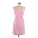 Boston Proper Casual Dress - Shift V Neck Sleeveless: Pink Print Dresses - Women's Size 6