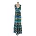 Currants Casual Dress - Maxi: Blue Print Dresses - Women's Size Small