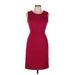 Lands' End Casual Dress - Sheath Crew Neck Sleeveless: Burgundy Solid Dresses - Women's Size 6 Petite