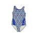 Justice One Piece Swimsuit: Blue Fair Isle Sporting & Activewear - Kids Girl's Size 6