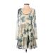 Love, Fire Casual Dress - DropWaist: Ivory Acid Wash Print Dresses - Women's Size Small