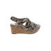 Clarks Wedges: Tan Snake Print Shoes - Women's Size 9 1/2 - Open Toe