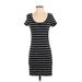 H&M Casual Dress - Mini Scoop Neck Short sleeves: Black Print Dresses - Women's Size Small