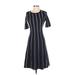 Ann Taylor Casual Dress - A-Line: Blue Stripes Dresses - Women's Size X-Small