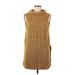 Wilfred Casual Dress - Sweater Dress High Neck Sleeveless: Gold Print Dresses - Women's Size Medium