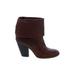 Vince Camuto Ankle Boots: Slouch Chunky Heel Casual Burgundy Solid Shoes - Women's Size 8 1/2 - Round Toe