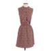 Merona Casual Dress - Shirtdress High Neck Sleeveless: Brown Dresses - Women's Size X-Small