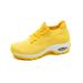 Women's Breathable Knit Chunky Sneakers, Casual Lace Up Air Cushion Shoes, Women's Hiking Sock Shoes