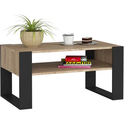 Akord - Couchtisch domi Kaffeetisch Sonoma-Eiche 92 cm Front Schwarz B92 x H45 x T53 cm Image