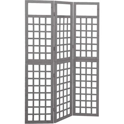 3-tlg. Paravent/Spalier Raumteiler Sichtschutz für Balkon, Garten Massivholz Tanne Grau 121x180 cm