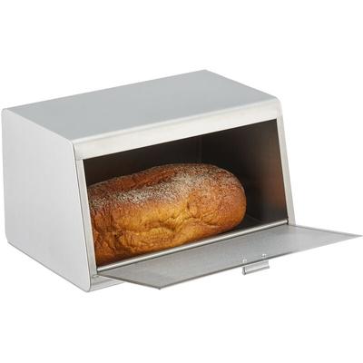 Brotkasten aus Edelstahl, Brot Aufbewahrungsbox, hbt: 20,5 x 34,5 x 23,5 cm, Brotaufbewahrung,