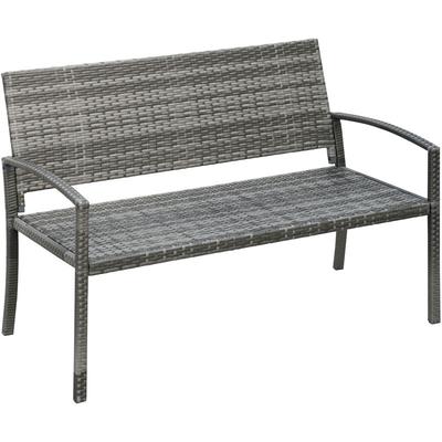 Gartenbank, in Rattanoptik, mit Stahlrahmen, für 2 Personen, grau, 122 x 60 x 85cm - Grau