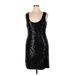 Calvin Klein Cocktail Dress - Mini Scoop Neck Sleeveless: Black Print Dresses - Women's Size 14
