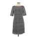 Karin Stevens Casual Dress - Sheath Crew Neck Short sleeves: Gray Dresses - Women's Size 10