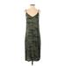 Splendid Casual Dress - Midi V Neck Sleeveless: Green Print Dresses - Women's Size Small