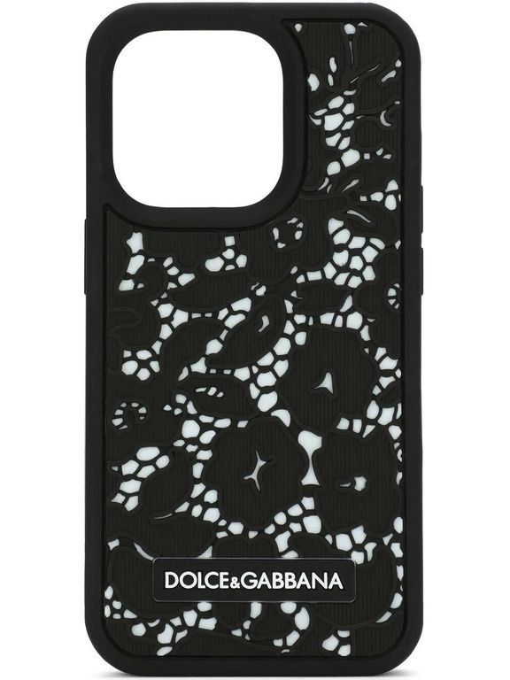 Lace Rubber Iphone 14 Pro Cover - Black - Dolce & Gabbana Cases
