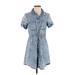 En Creme Casual Dress - Shirtdress Collared Short sleeves: Blue Dresses - Women's Size Small