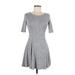 Popular Basics Casual Dress - Mini Scoop Neck Short sleeves: Gray Print Dresses - Women's Size Medium