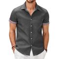 Homme Hommes Chemise Chemise en lin et coton Chemise boutonnée Chemise décontractée Chemisette Chemise d'été Noir Blanche Vert Claire Rose Claire Rouge Manche Courte Plaid Revers Hawaïen Vacances