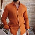 Homme Hommes Chemise Chemise en lin et coton Chemise boutonnée Chemise décontractée Chemisette Chemise d'été Jaune Orange manche longue Plein Revers Hawaïen Vacances Bouton bas Vêtement Tenue Mode