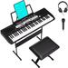 Kids Piano Keyboard 61 Key Electronic Keyboard Piano for Beginners with Microphone Speakers Stand Stool and Bag Portable Digital Music Keyboard Teaching