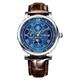 LIGE Hommes Montre Mécanique Grand Cadran Mode Affaires Montre Bracelet Tourbillon Affichage des phases de lune Calendrier Chronographe Bracelet en cuir Suivre