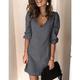 Mini robe Femme Robe Droite Demi Manches Automne Printemps Eté - chaud Manche Gigot Col V Noir Bleu Gris clair Bleu clair S M L XL XXL 3XL