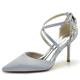 Femme Chaussures de mariage Escarpins Chaussures de mariée Strass Talon Aiguille Bout pointu Luxueux Satin Sangle croisée Vin Noir Blanche