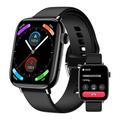 1 nouvelle montre intelligente parlante écran carré bracelet en silicone noir moniteur de fréquence cardiaque moniteur de sommeil montre de sport en plein air pour apple android huawei smartphone