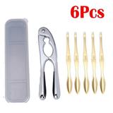 Haomacro Seafood Tools Crab Crackers Nut Cracker Forks Set Opener Shellfish Lobster-Gold